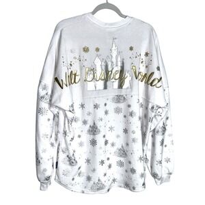 Walt Disney World Spirit Jersey Mickey Castle Snowflakes Velour  Large